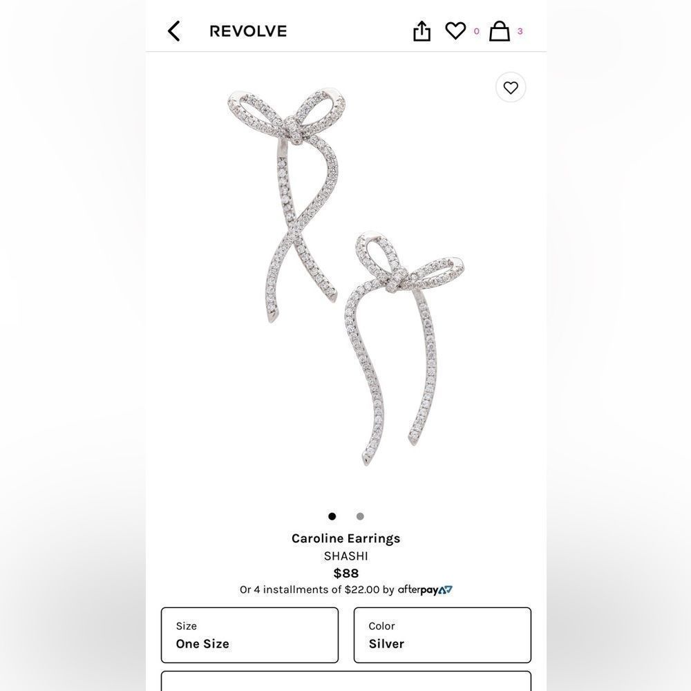 Elegant silver diamond bow earrings #582